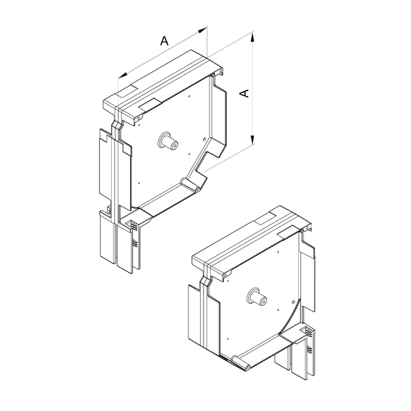 Flasques 45° internes, assemblées - pied type I  